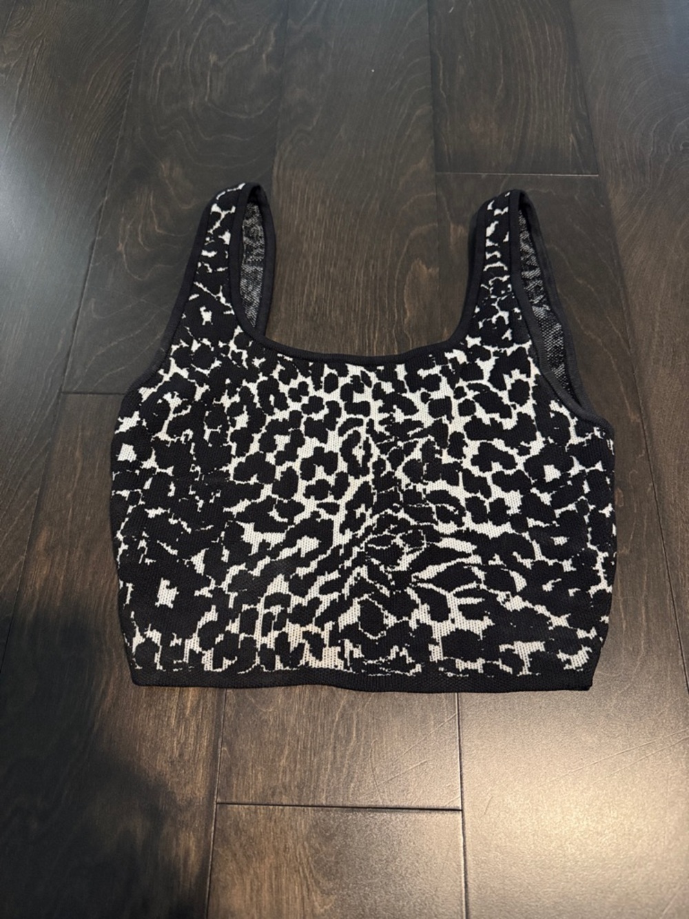Babaton Black and White Leopard-Print Knit Tank
